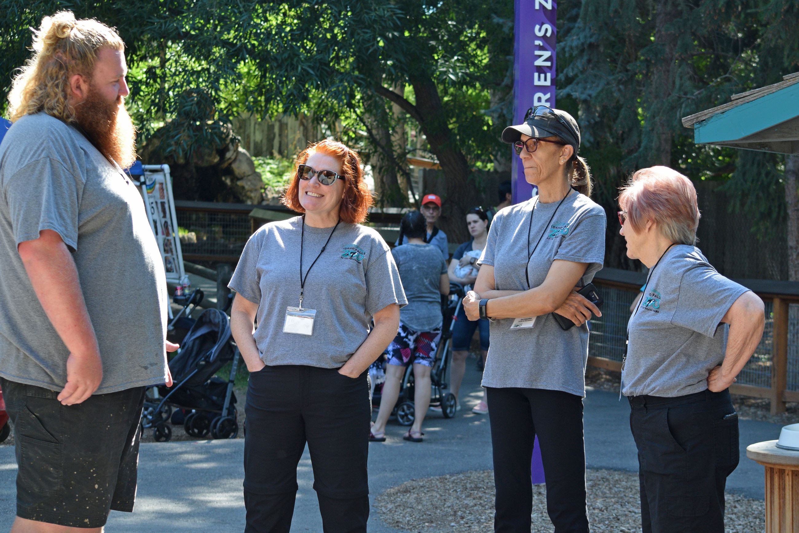 Volunteers enjoying a sunny afternoon at the zoo